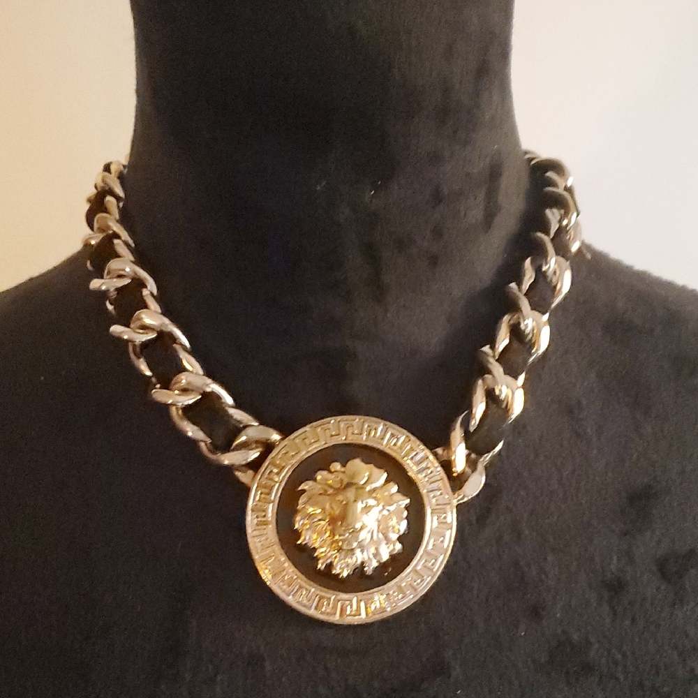 Gold and Silver Chain Necklace with Medallion